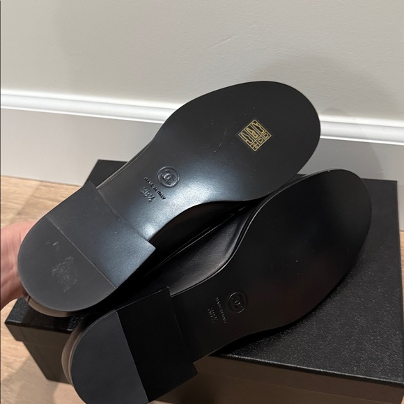 Brand new authentic CHANEL Black Leather Loafers with Gold CC Accent - Picture 3 of 5